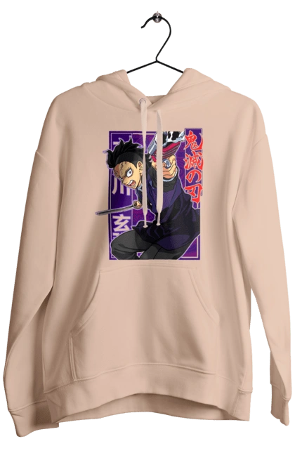 Мужское худи с принтом Клинок Рассекающий Демонов Генья Шинадзугава. Demon slayer, genya, genya shinazugawa, kimetsu no yaiba, аниме, генья, генья шинадзугава, истребитель демонов, манга, шинадзугава. 2070702