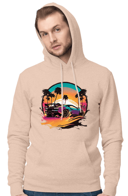 Чоловіче худі з принтом "Ламборджині Сінтвейв". Авто, автомобіль, ламба, ламборджині, машини, сінтвейв. 2070702