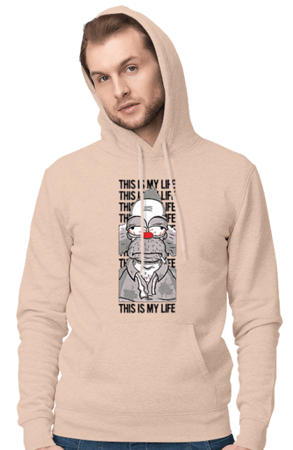 Men's hoodie with prints The Simpsons Krusty the Clown. Clown, krusty, krusty the clown, simpsons. 2070702