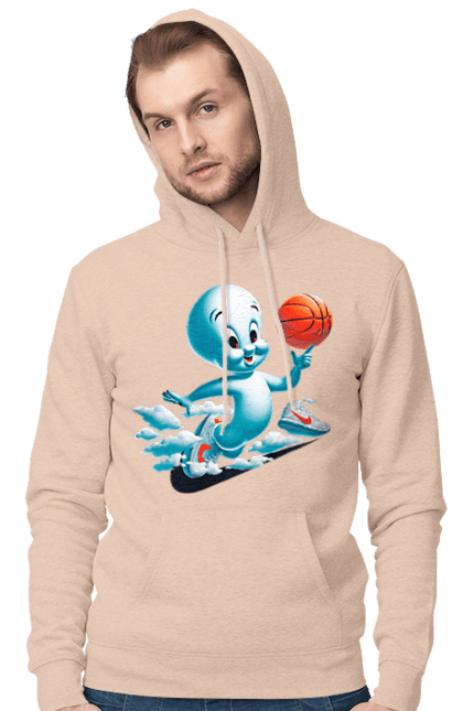 Men's hoodie with prints Casper. Ball, basketball, casper, ghost, movie, sneakers, sport. 2070702