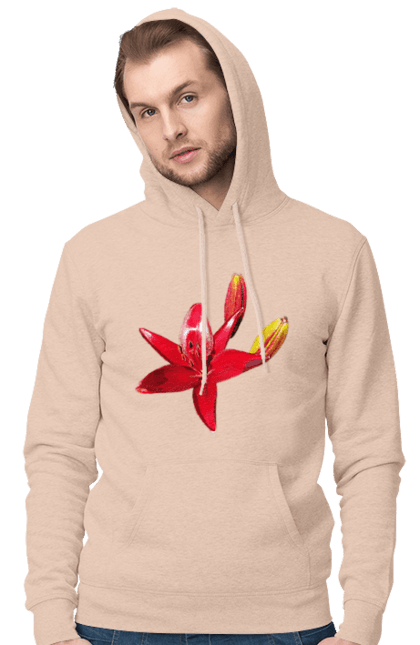 Чоловіче худі з принтом "Червона лілія". Бутон, квітка, колір, лілія, природа, сонячний, червона квітка, червона лілія, червоний, яскравий. 2070702