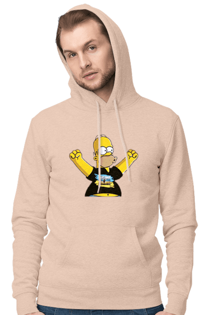 Men`s hoodie with prints Simpson and the Russian ship. Homer, homer simpson, patriot, russian ship, ship brand, simpson, ukraine, victory, war. 2070702