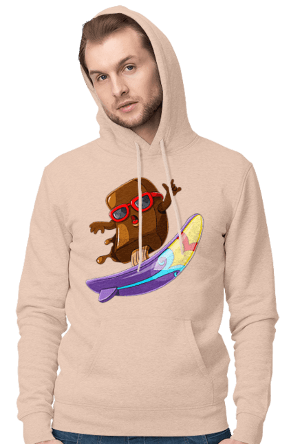 Чоловіче худі з принтом "Мороженко На Серфі". Літо, морозиво, окуляри, серфінг. 2070702