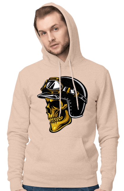 Чоловіче худі з принтом "Череп в мотошоломі". Крутий, очі, череп, шолом. 2070702