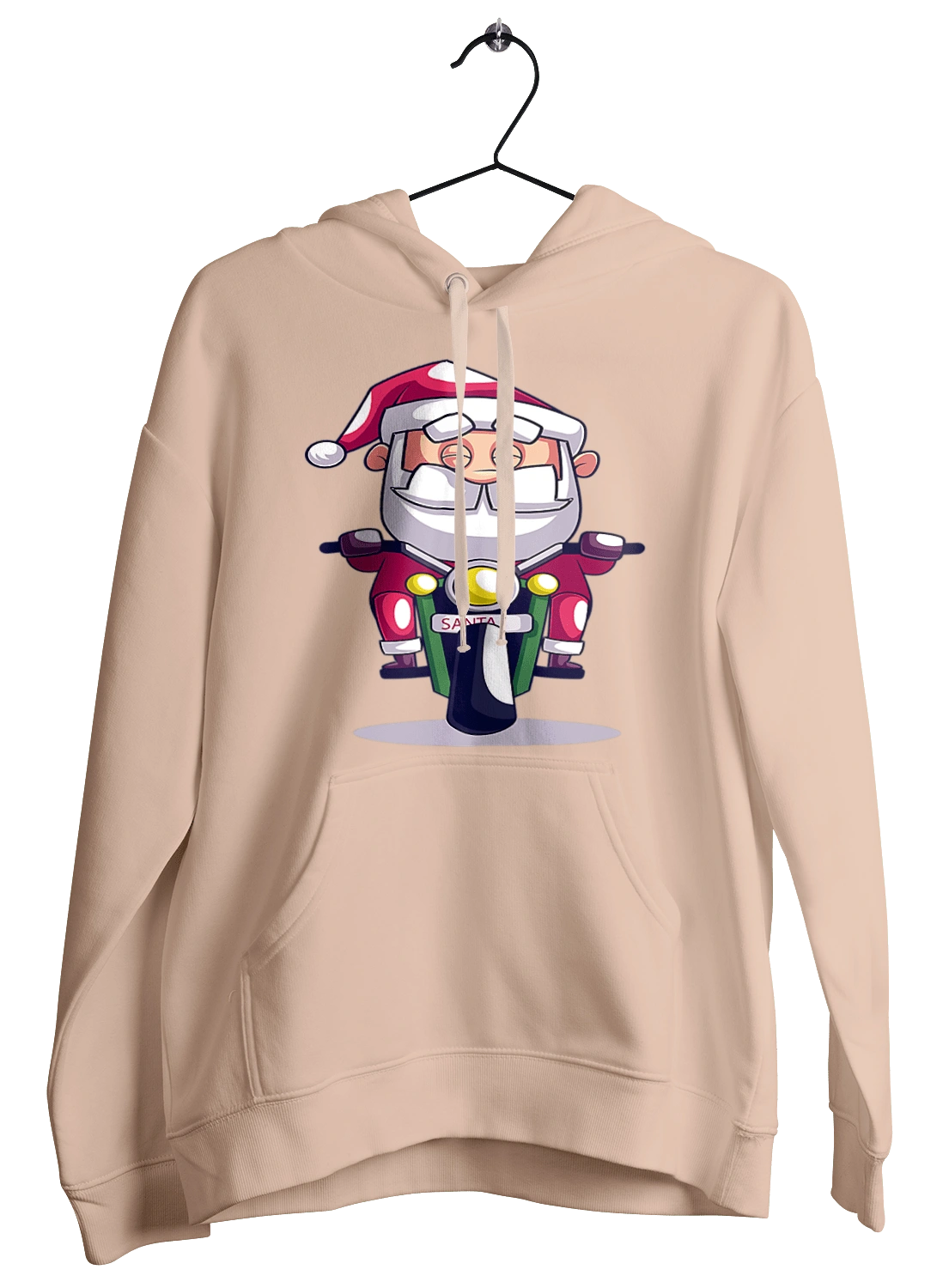 Счастливый санта на мотоцикле