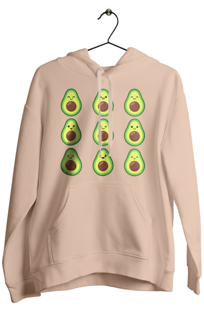 Men`s hoodie with prints Avocado Mood. Avocado, emotion, food. 2070702