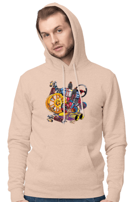 Men`s hoodie with prints Carparts. Auto parts, car, carparts, drive, drug, machine, race. 2070702