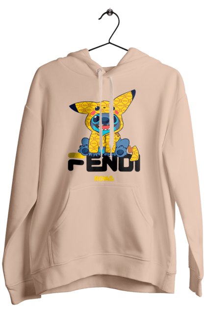 Мужское худи с принтом Fendi Стич. Fendi, stich, бренд, дом моды, италия, люкс, мода, стич, сумка, фенди. 2070702