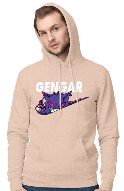 Men's hoodie with prints Pokemon Gengar. Anime, fushigibana, games, gengar, nintendo, pokemon, pokemon go. 2070702