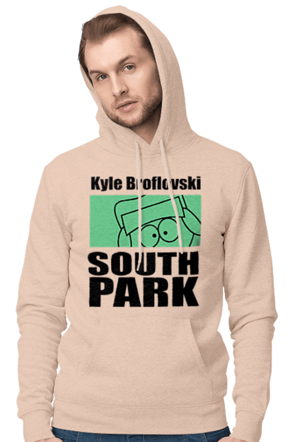 Мужское худи с принтом Южный Парк Кайл. Kyle, kyle broflovski, south park, кайл, кайл брофловски, мультсериал, южный парк. 2070702