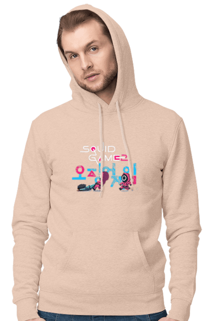 Men`s hoodie with prints Squid Game. Netflix, security guard, squid game, tv series. 2070702