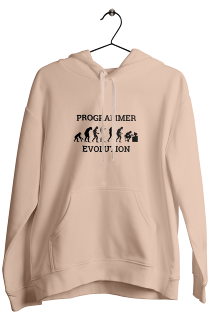 Men`s hoodie with prints The evolution of the programmer. Aitі, angular, c, code, css, html, humor, it, it specialist, javascript, jquery, koduvati, php, proger, programmer, programmers, python, react, svelt, type programmer, vue, you. 2070702