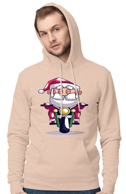 Счастливый санта на мотоцикле