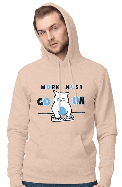 Чоловіче худі з принтом "Робота не вовк". Айті, кіт, коти, котики, робота. 2070702