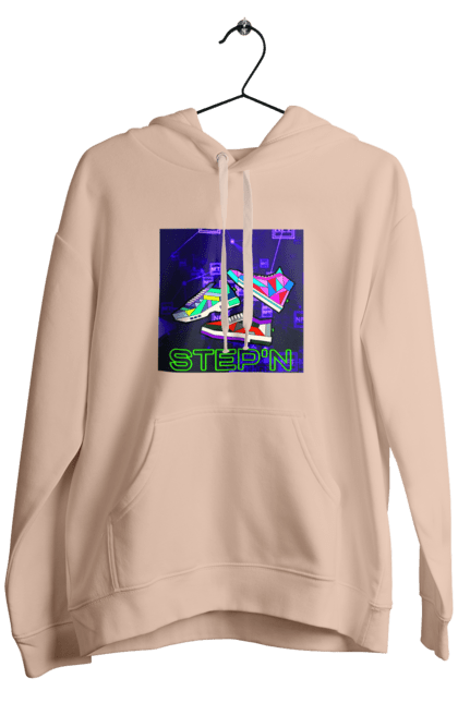 Men`s hoodie with prints Step`n. Crypt, cryptocurrencies, nft, nft sneakers, solana, stepn, virtual crosses. 2070702