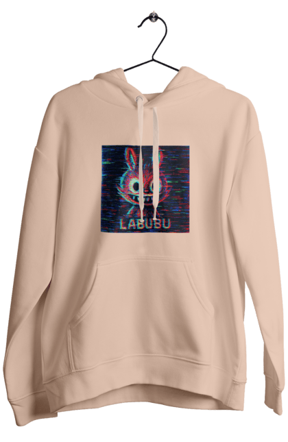 Чоловіче худі з принтом "Лабубу". Crt, rgb, глітч, кіберпанк, лабубу, пікселі, ретро, спотворення, цифрове мистецтво, шум. 2070702