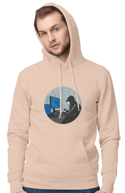 Чоловіче худі з принтом "Хакер". Бінарний, гік, програміст, хакер. 2070702