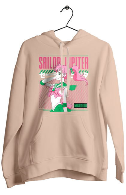 Men's hoodie with prints Sailor Moon Sailor Jupiter. Anime, drama, magical girl, makoto kino, sailor jupiter, sailor moon, tv series. 2070702