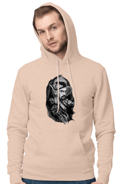 Men`s hoodie with prints Cossack. Cossack, forelock, good ukrainian, pistol, tickets, vusa. 2070702