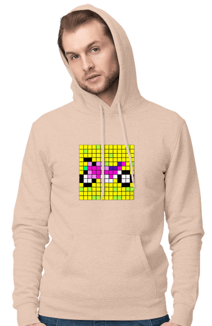 Men`s hoodie with prints Pixel Bike. Bike, bright, color, motorcycle, pixel. 2070702