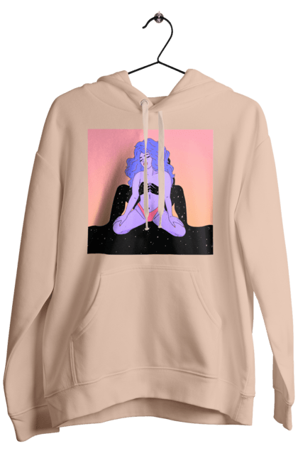 Чоловіче худі з принтом "Фіолетова Дівчина В Трусиках". Інопланетянка, у трусах. 2070702