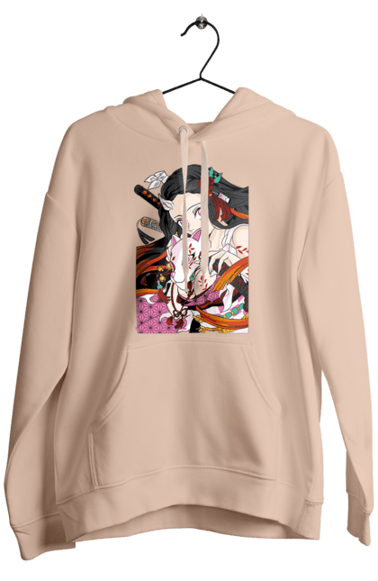 Men`s hoodie with prints Demon Slayer Nezuko. Anime, demon slayer, kimetsu no yaiba, manga, nezuko, serial. 2070702