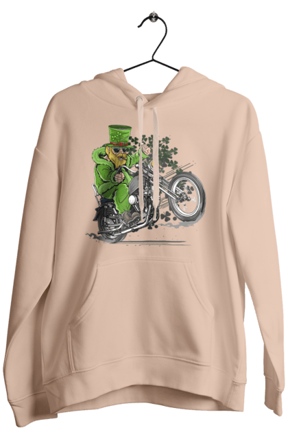 Men`s hoodie with prints Patrick On A Motorcycle. Holiday, motorcycle, patrick. 2070702