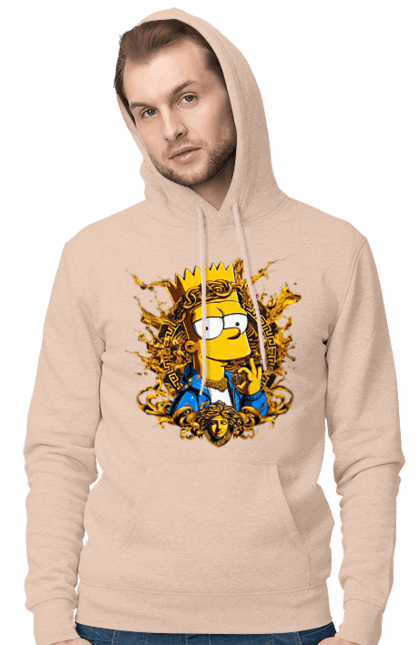 Men's hoodie with prints Bart Simpson Versace. Bart, cartoon, serial, simpson, versace. 2070702