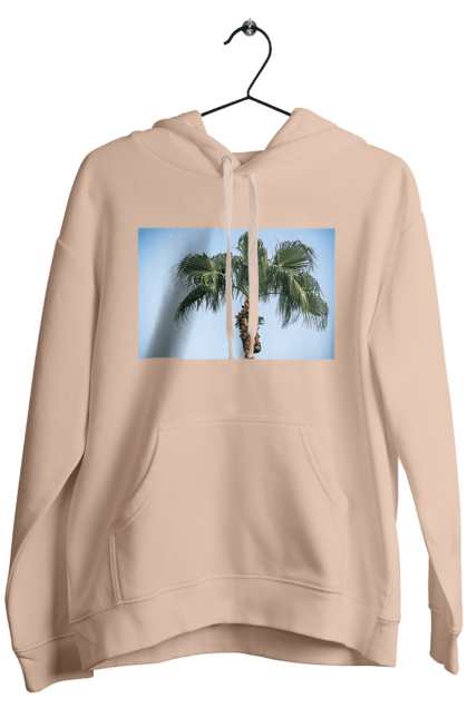 Чоловіче худі з принтом "Пальма на тлі неба". Берег, блакитне, відпочинок, відпустку, єгипет, зелений, зелені, лист, листя, море, небо, оазис, океан, острів, пальма, південь, подорож, пригоди, тропіки, туреччина. 2070702
