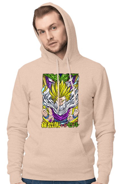 Men`s hoodie with prints Dragon Ball Gohan. Anime, dragon ball, gohan, goku, manga, tv series, vegeta. 2070702