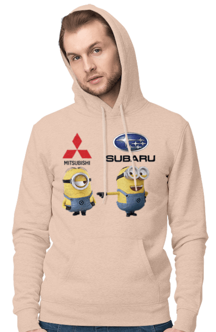 Чоловіче худі з принтом "Minion Субару". Авто, машини, міньйони, мітсубісі, субару. 2070702