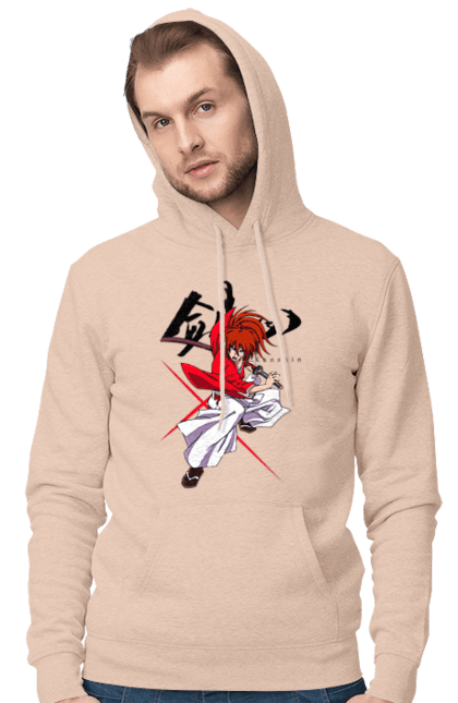 Men's hoodie with prints Rurouni Kenshin Himura. Anime, himura kenshin, kenshin himura, manga, rurouni kenshin, samurai, samurai x. 2070702