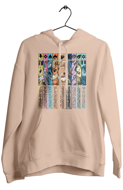 Men's hoodie with prints Pokemon Eeveelutions. Eevee, eeveelutions, nintendo, pokemon, pokemon go, umbreon. 2070702