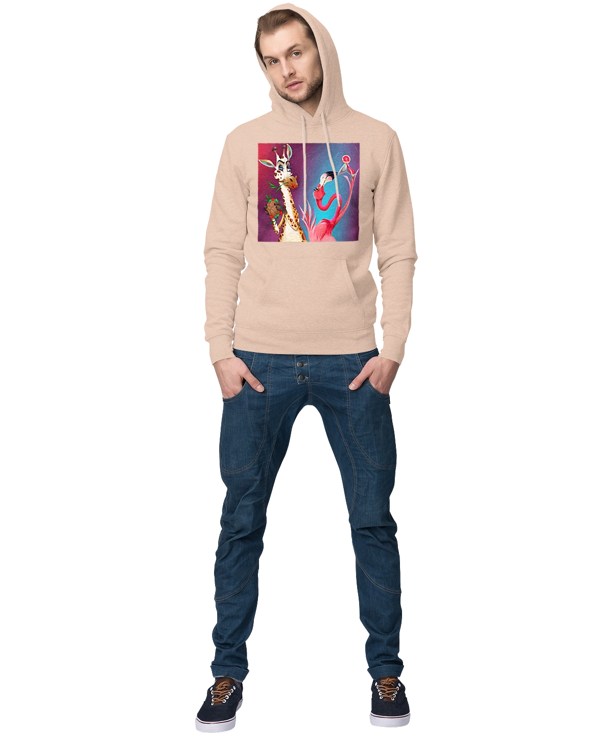 Giraffe And Flamingo At The Party