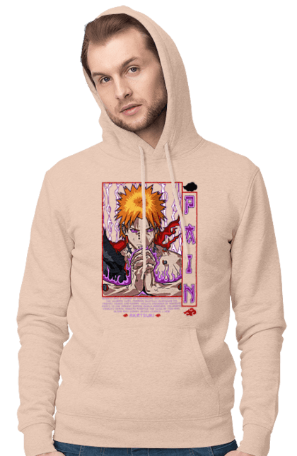 Men's hoodie with prints Naruto Yahiko. Akatsuki, anime, character, manga, naruto, ninja, pain, tv series, yahiko. 2070702