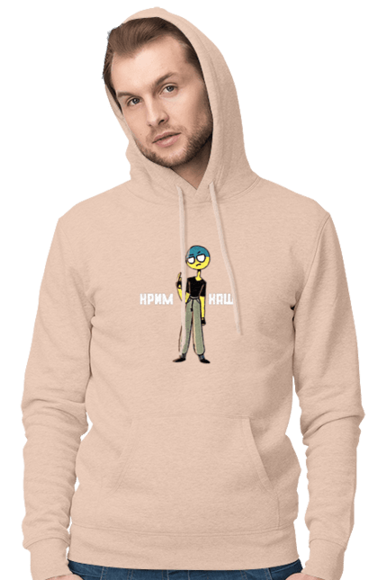 Men`s hoodie with prints Our Crimea. Patriotic drawings, patriotic inscriptions, patriotism, war. 2070702