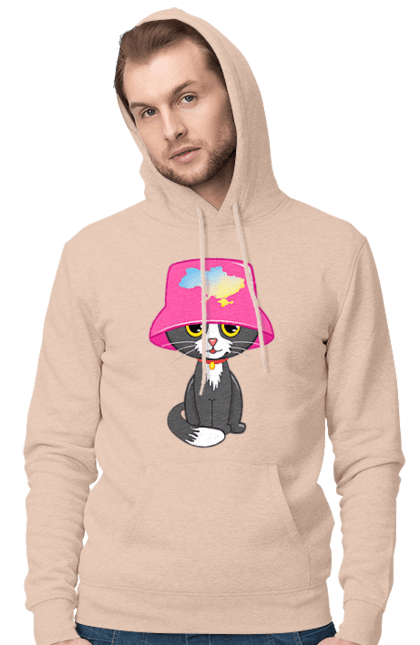Чоловіче худі з принтом "Котик з картою україни". Євробачення, калош, кіт, котик, музика, панама калоша, символ україни, україна. 2070702