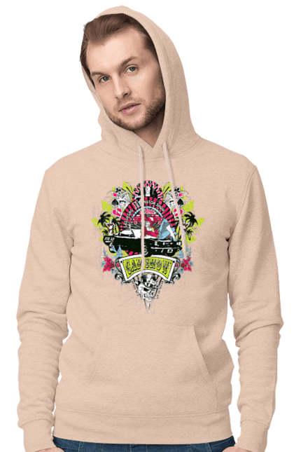 Мужское худи с принтом Автомобильное Шоу, Лето. Автомобиль, деньги, карты, пальма, шоу. 2070702