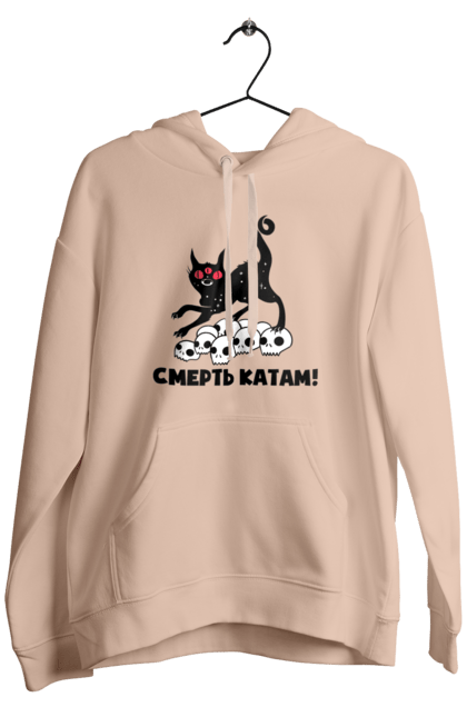 Мужское худи с принтом Смерть палачам. Война, котик, коты, патриотическое, украинское, фраза, фразы, череп. 2070702