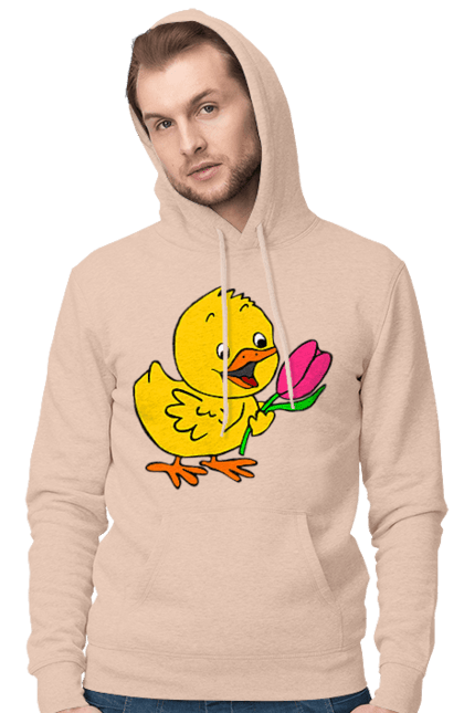 Чоловіче худі з принтом "Курча З Тюльпаном". Курча, тюльпан. 2070702