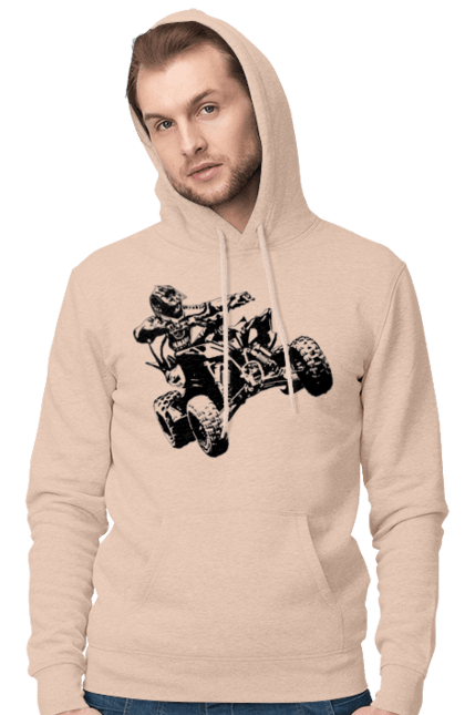 Men`s hoodie with prints Man On Atv Black. Atv, extreme, race. 2070702