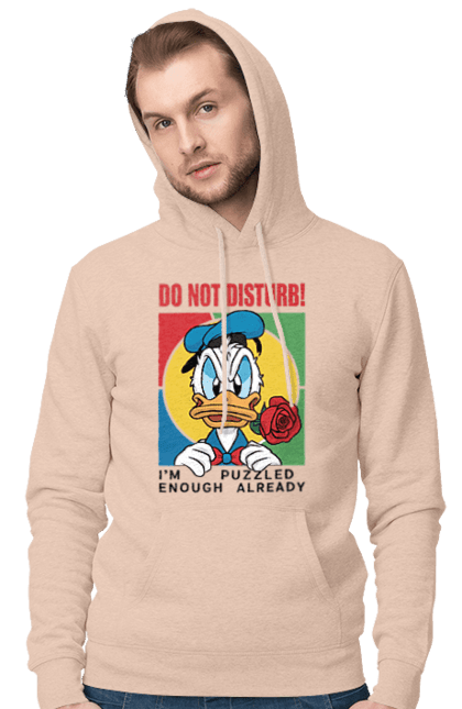 Мужское худи с принтом Дональд Дак Не беспокоить!. Disney, do not disturb, donald duck, дисней, дональд дак, мультсериал, мультфильм, не беспокоить. 2070702