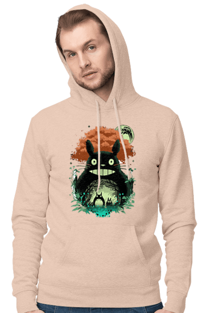 Men's hoodie with prints Totoro. Adventures, anime, comedy drama, fantasy, film, my neighbor totoro, tv series. 2070702