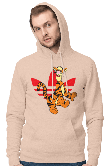 Men's hoodie with prints Adidas Tigger. Adidas, animated series, tiger, tigger, winnie the pooh, winnie the pooh. 2070702