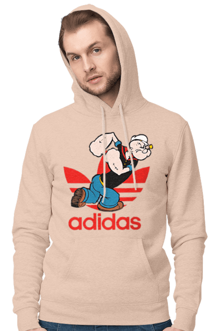 Чоловіче худі з принтом "Adidas Моряк Попай". Adidas, popeye the sailor, адідас, комікс, моряк, мультфільм, серіал, трубка. 2070702