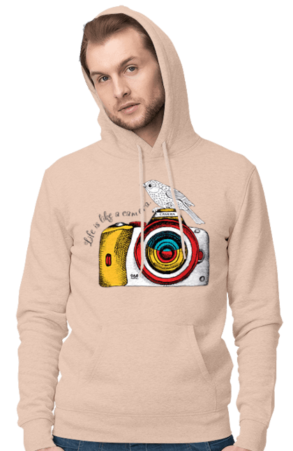 Men`s hoodie with prints Camera And Bird. Birdie, camera, photographer. 2070702