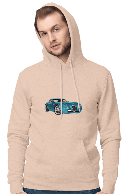 Men`s hoodie with prints Auto.7. Auto, blue, graphics, photo, retro car. 2070702