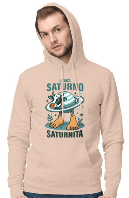 Чоловіче худі з принтом "Lavaca Saturno Saturnita". Брейнрот, італійська гнилизна мозку, італійський брейнрот, італійський мем, італійські меми, корова сатурн, ла вака, ла вака сатурно, лавака сатурно, сатурно сатурніто. 2070702