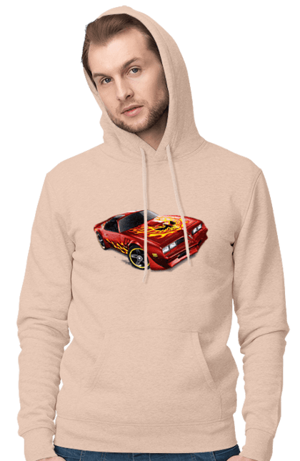 Чоловіче худі з принтом "Машина червона, швидкісна". Їзда, колеса, машина, швидкість. 2070702