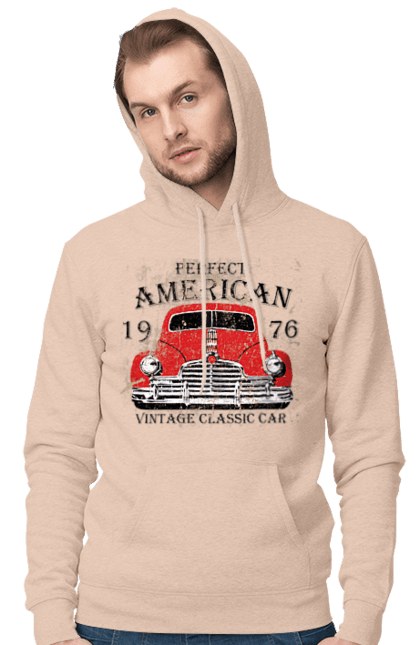 Чоловіче худі з принтом "Машина вінтаж, 1976". 1976, вінтаж, машина. 2070702